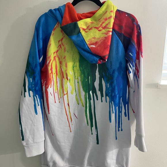 Rainbow color drip hooded sweatshirt - Picture 3 of 8